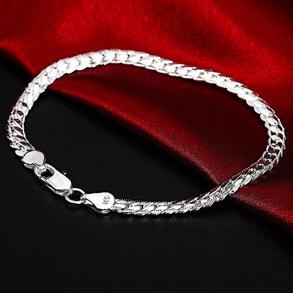 Sterling Silver Herringbone Necklace Bracelet Set - Picture 5 of 6